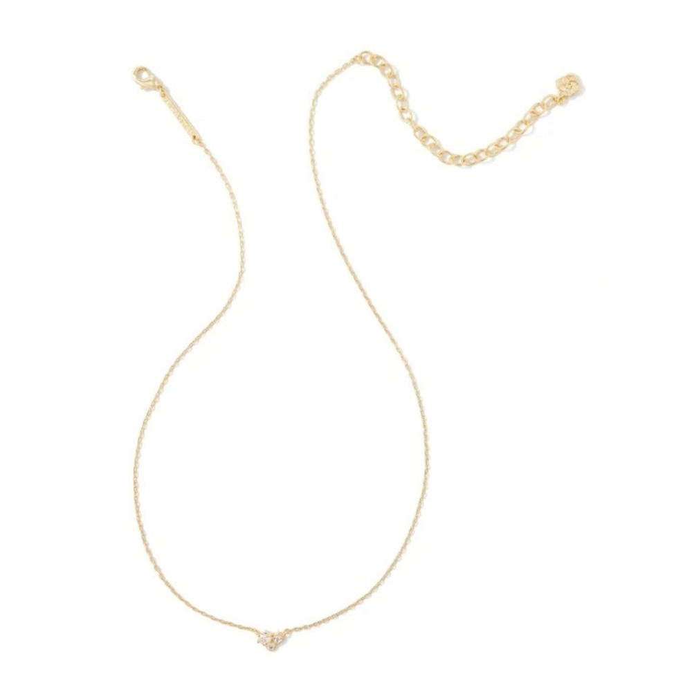 Kendra Scott Henry Gold Short Pendant Necklace in White Crystal 16" NWT